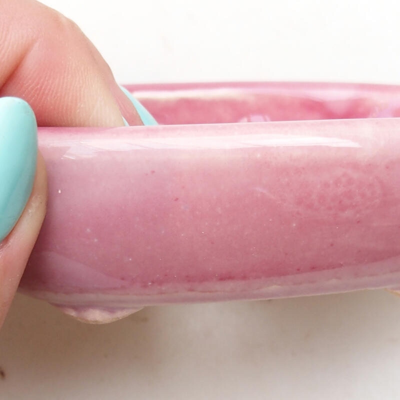 Bonsaischaal van keramiek 9,5 x 6,5 x 3 cm, roze