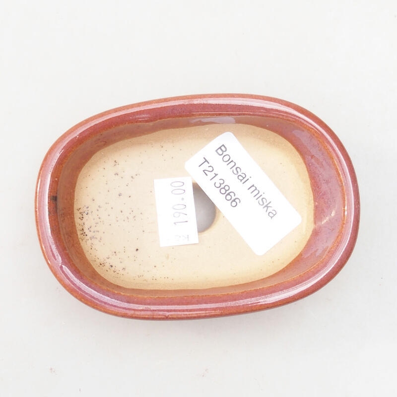 Bonsaischaal van keramiek 9,5 x 6,5 x 3 cm, roze