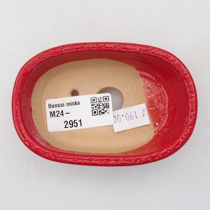 Bonsaischaal van keramiek 9,5 x 6 x 2,5 cm, kleur rood