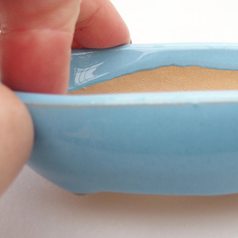 Bonsaischaal van keramiek 9,5 x 6 x 2,5 cm, kleur blauw