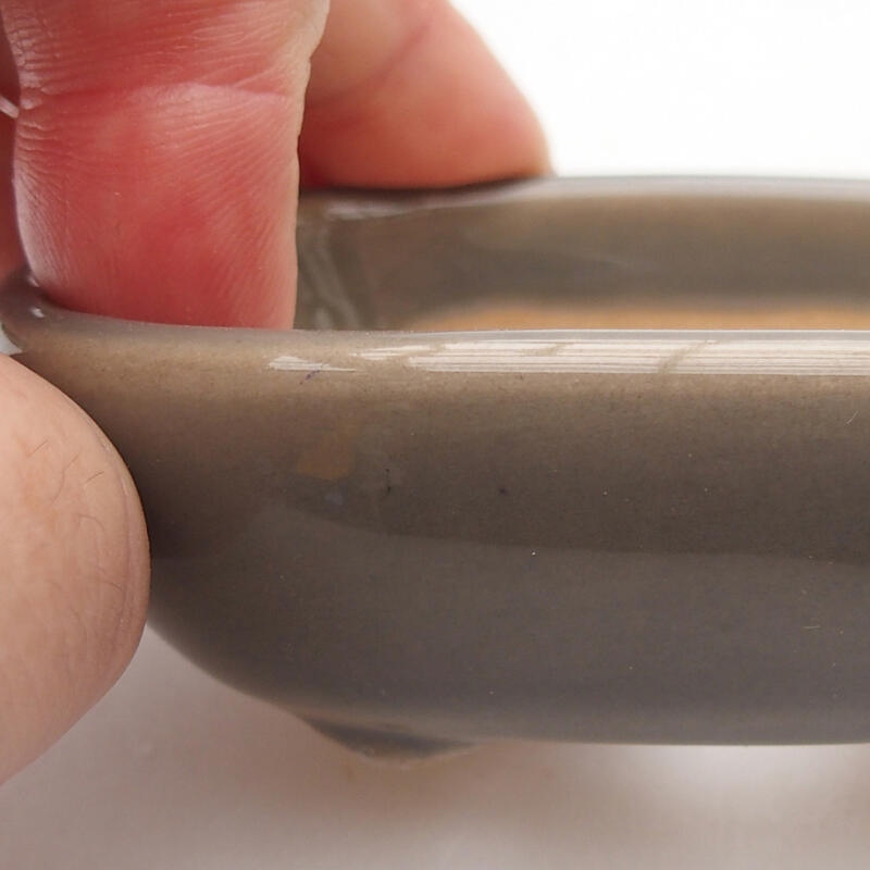 Bonsaischaal van keramiek 9,5 x 6 x 2,5 cm, grijs