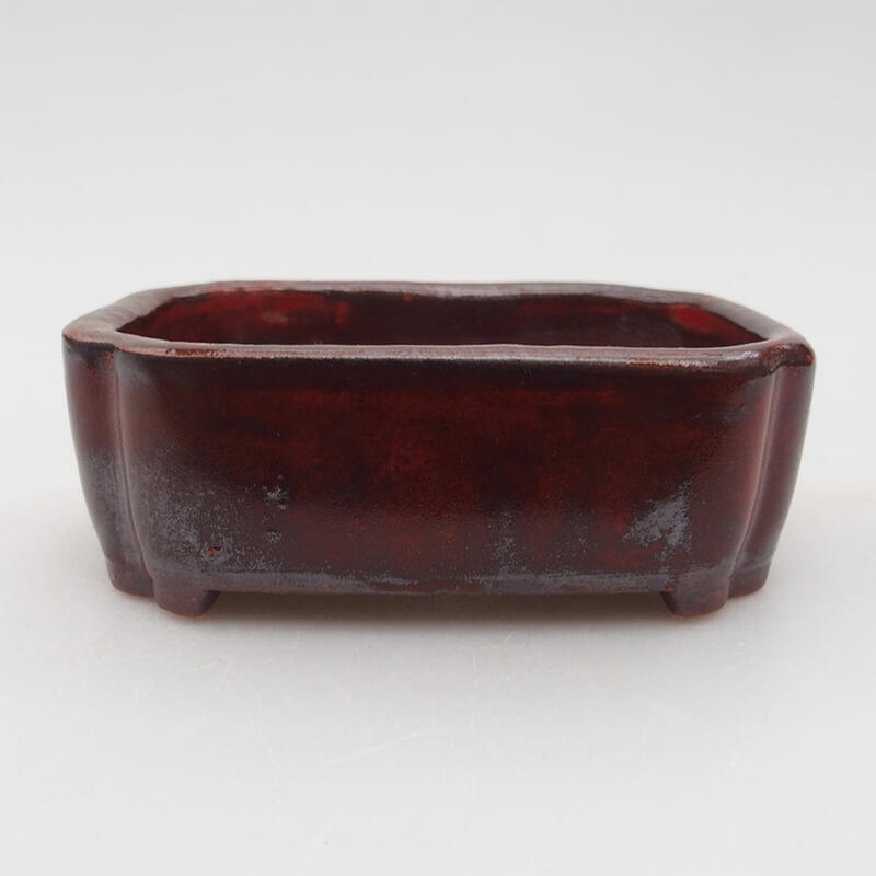 Bonsaischaal van keramiek 9,5 x 7,5 x 3,5 cm, kleur rood