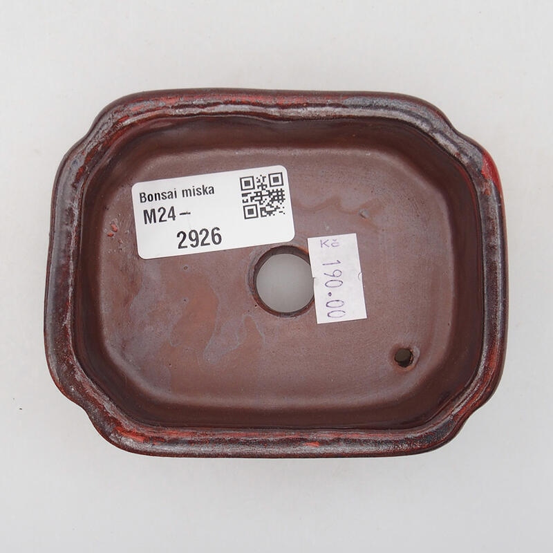 Bonsaischaal van keramiek 9,5 x 7,5 x 3,5 cm, kleur rood