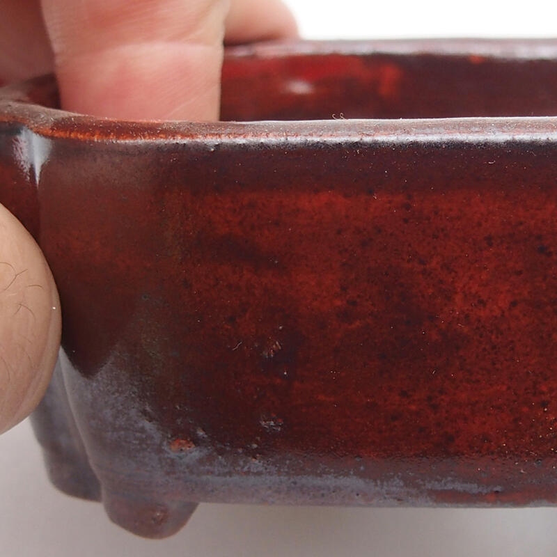 Bonsaischaal van keramiek 9,5 x 7,5 x 3,5 cm, kleur rood