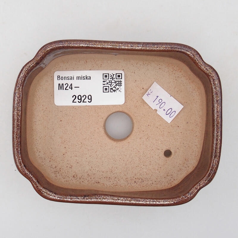 Bonsaischaal van keramiek 9,5 x 7,5 x 3,5 cm, bruin