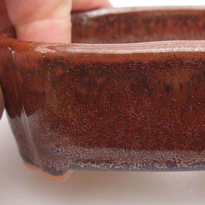 Bonsaischaal van keramiek 9,5 x 7,5 x 3,5 cm, bruin