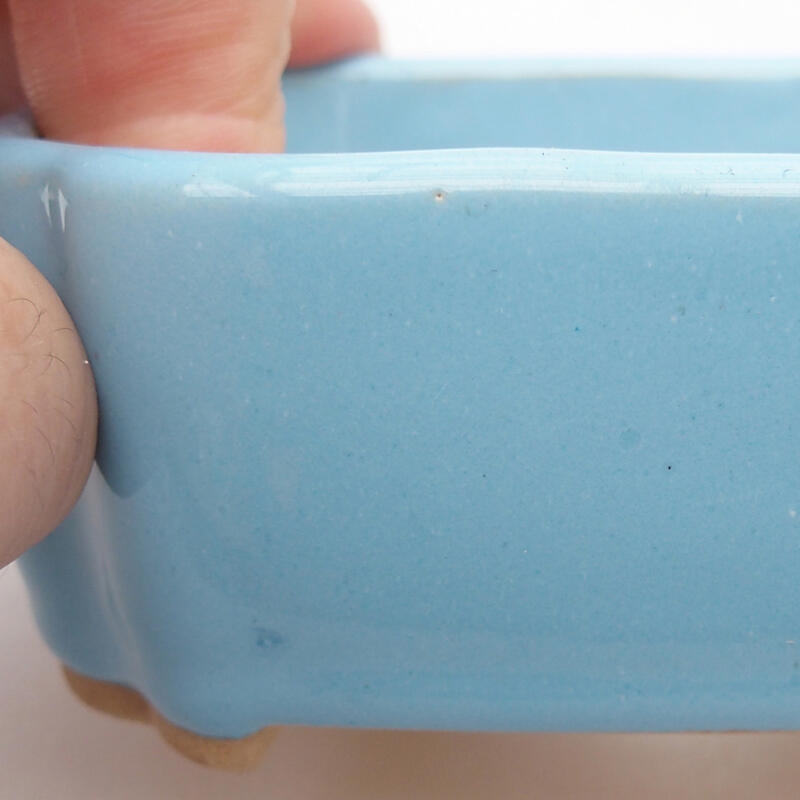 Bonsaischaal van keramiek 9,5 x 7,5 x 3,5 cm, kleur blauw