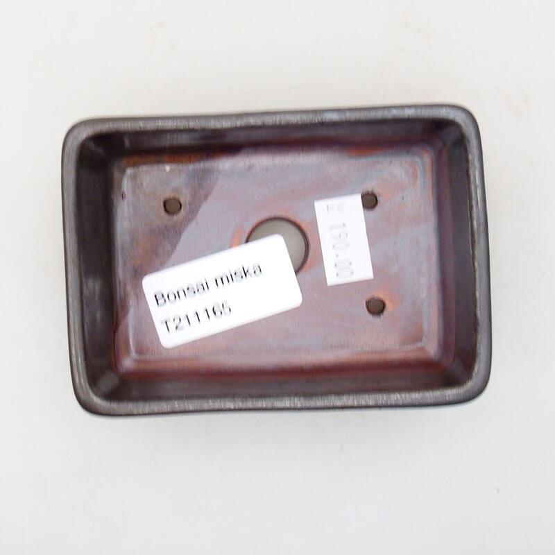 Bonsaischaal van keramiek 9,5 x 7 x 2,5 cm, metaalkleur