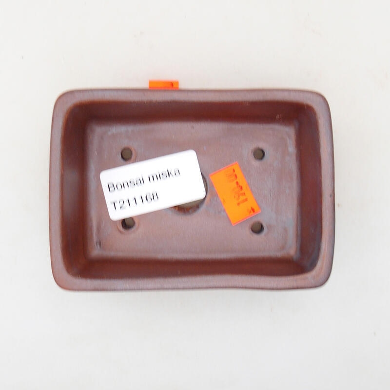 Bonsaischaal van keramiek 9,5 x 7 x 2,5 cm, kleur zwart