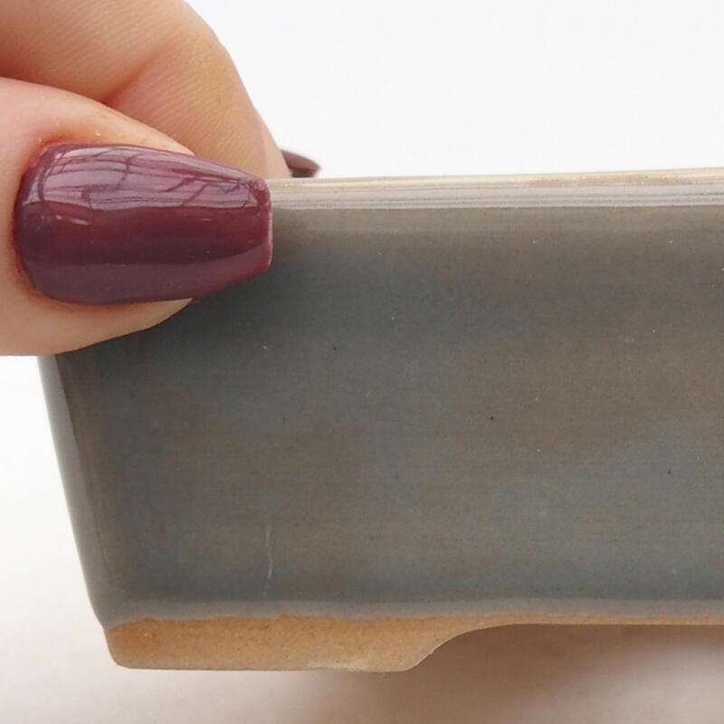 Bonsaischaal van keramiek 9,5 x 7 x 3,5 cm, grijs