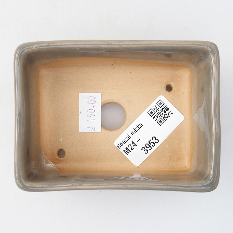 Bonsaischaal van keramiek 9,5 x 7 x 3,5 cm, grijs