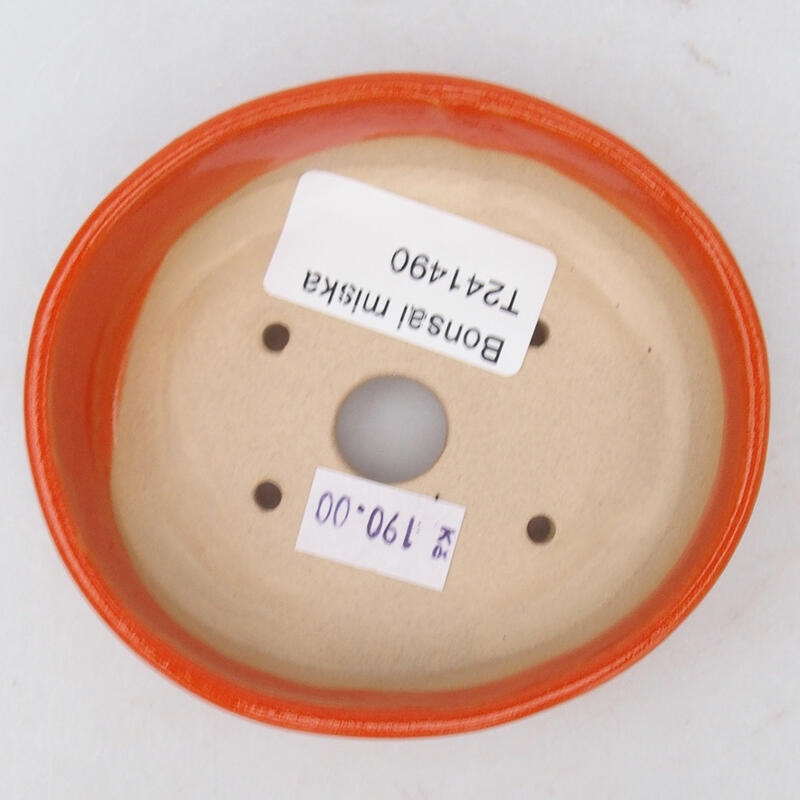 Bonsaischaal van keramiek 9,5 x 8,5 x 3 cm, oranje