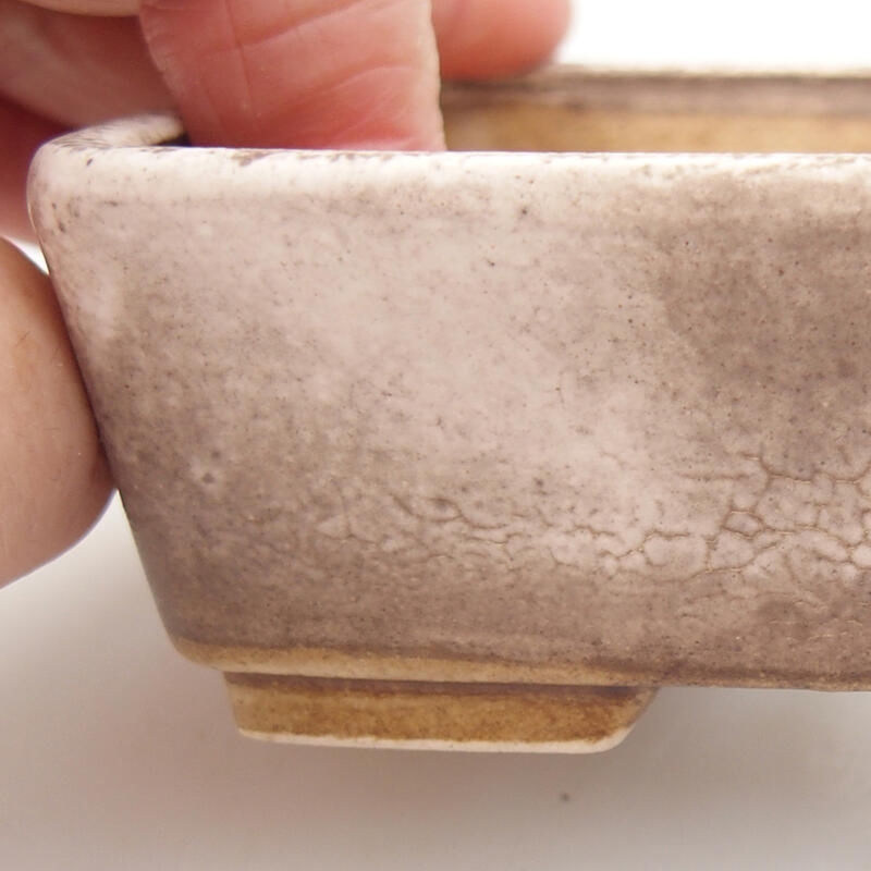 Bonsaischaal van keramiek 9,5 x 8 x 3,5 cm, beige-bruin