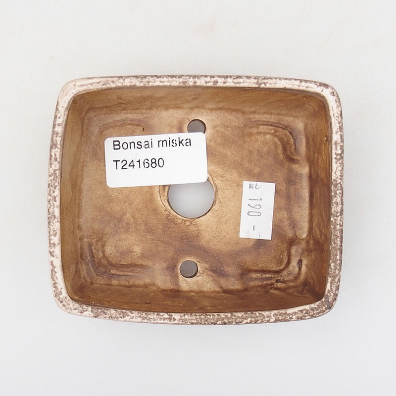 Bonsaischaal van keramiek 9,5 x 8 x 3,5 cm, beige-bruin