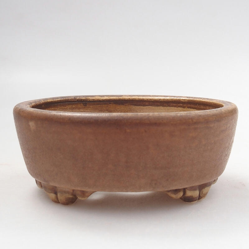 Bonsaischaal van keramiek 9,5 x 8 x 4 cm, bruin