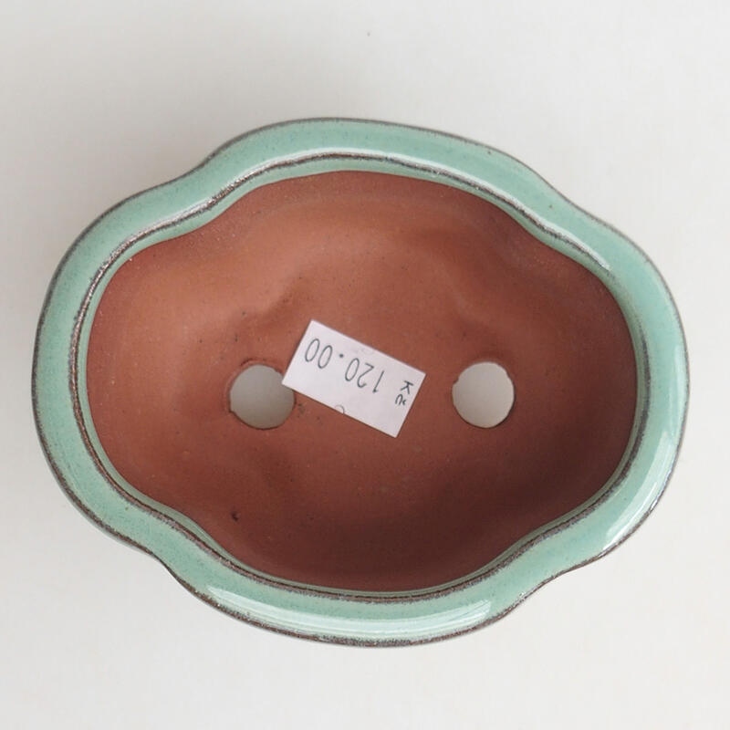 Bonsaischaal van keramiek 9,5 x 8 x 5 cm, groen