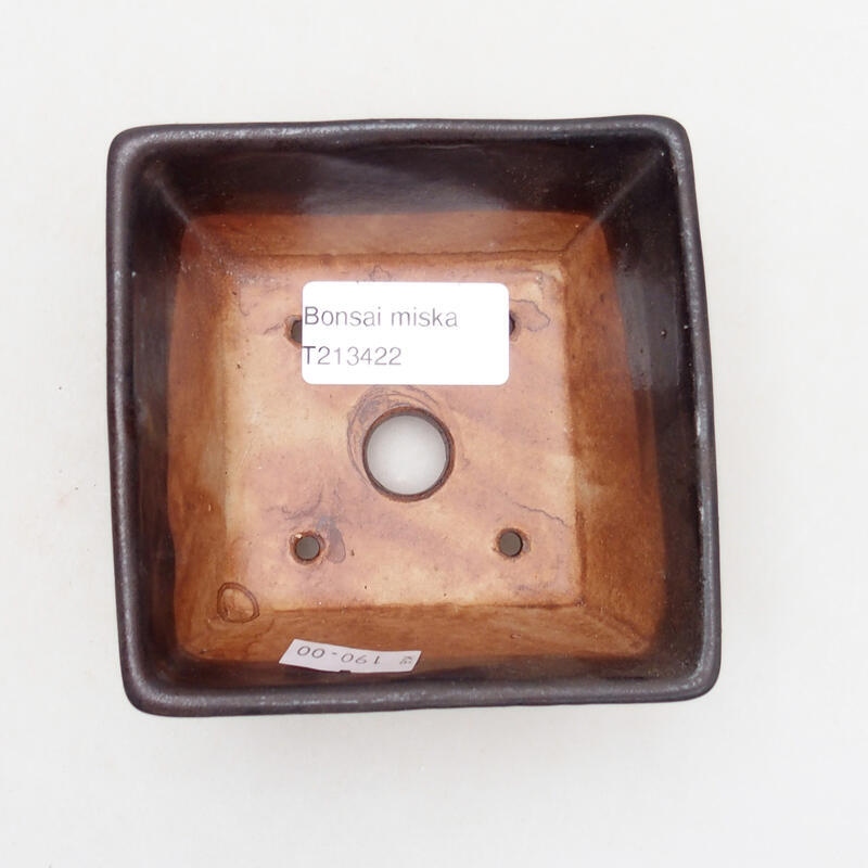 Bonsaischaal van keramiek 9,5 x 9,5 x 5,5 cm, zwart