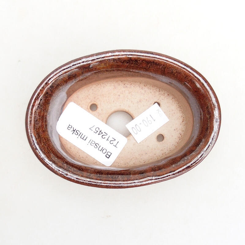 Bonsaischaal van keramiek 9 x 6,5 x 3,5 cm, bruin