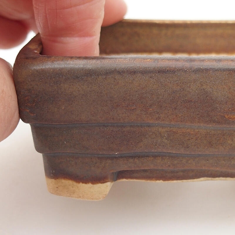 Bonsaischaal van keramiek 9 x 7,5 x 3,5 cm, bruin