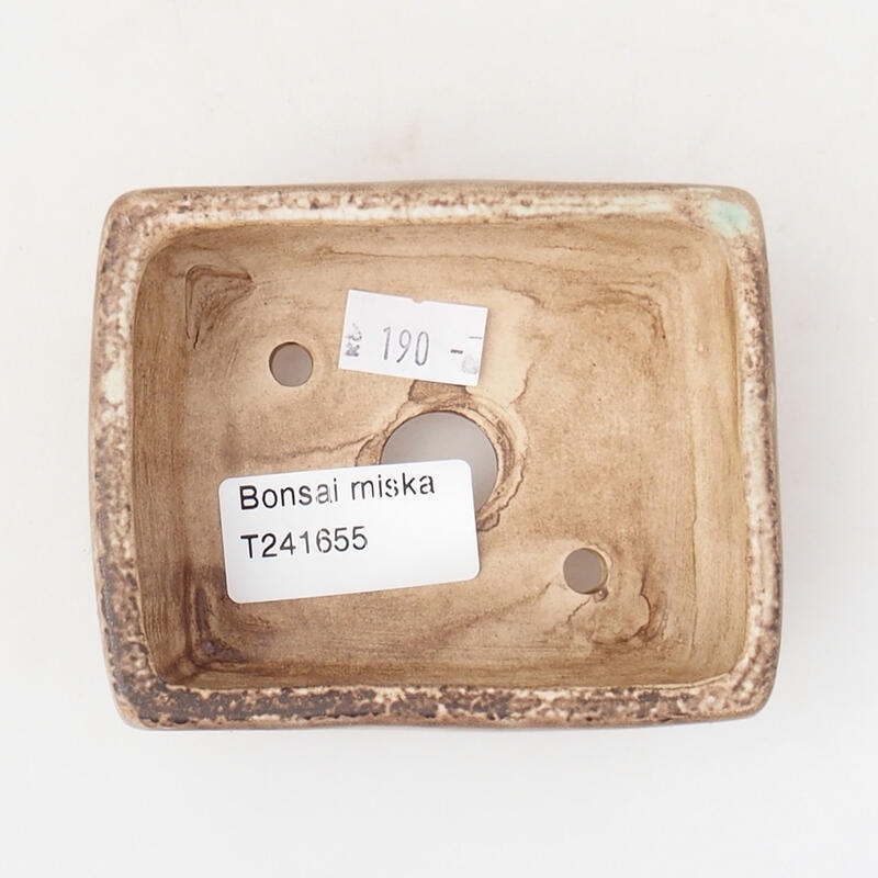 Bonsaischaal van keramiek 9 x 7,5 x 3,5 cm, kleur bruin-groen
