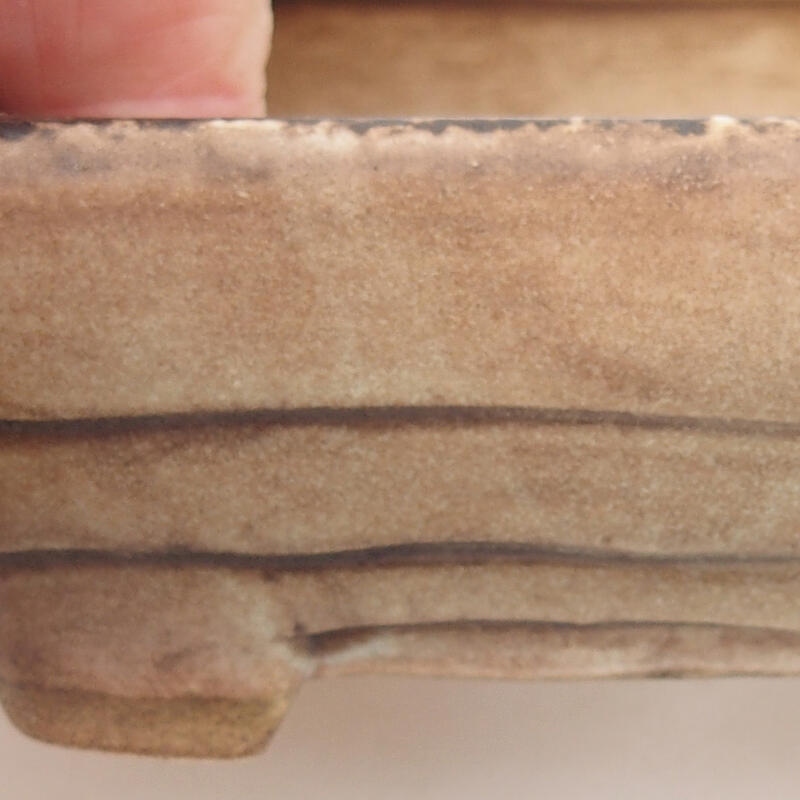 Bonsaischaal van keramiek 9 x 7,5 x 3,5 cm, kleur bruin-groen