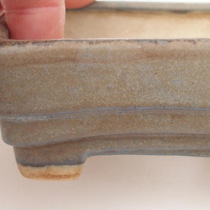 Bonsaischaal van keramiek 9 x 7,5 x 3,5 cm, blauwgrijs