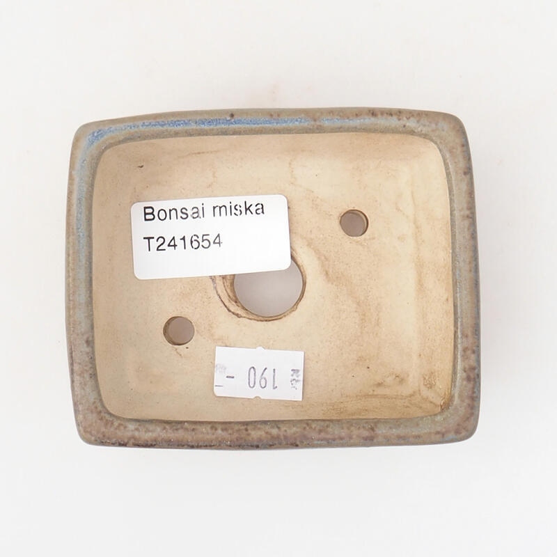 Bonsaischaal van keramiek 9 x 7,5 x 3,5 cm, blauwgrijs