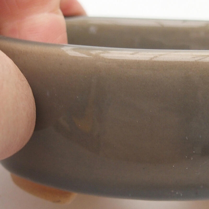 Bonsaischaal van keramiek 9 x 7,5 x 3,5 cm, grijs