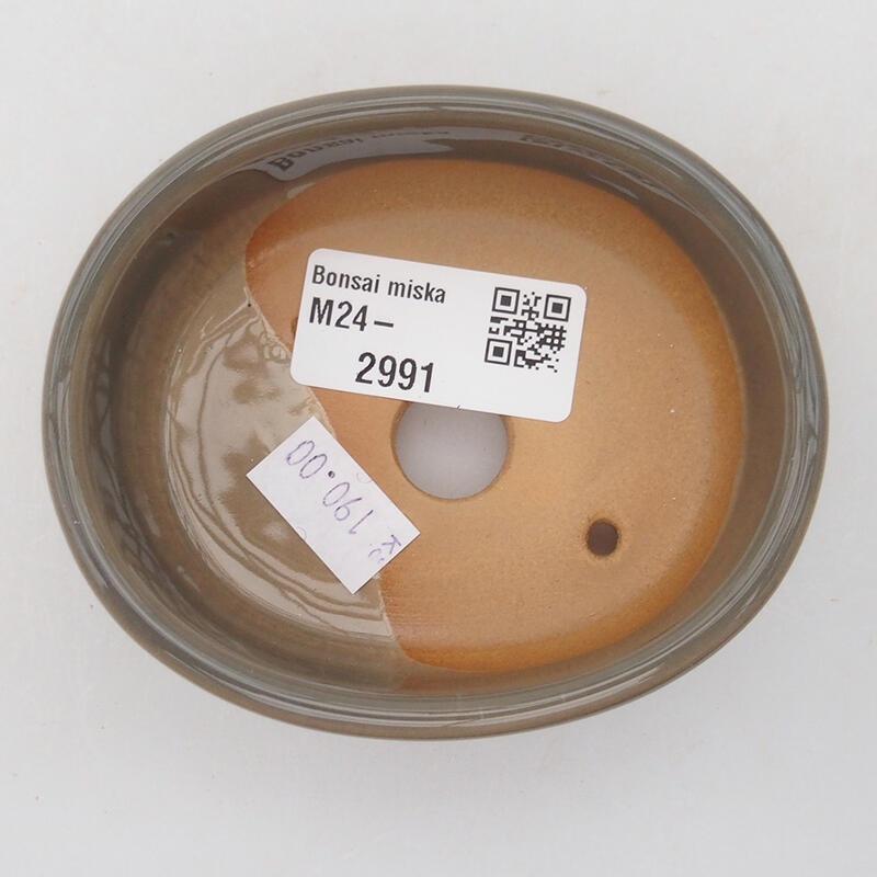 Bonsaischaal van keramiek 9 x 7,5 x 3,5 cm, grijs