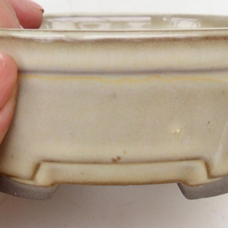 Bonsaischaal van keramiek 9 x 7,5 x 4 cm, kleur beige