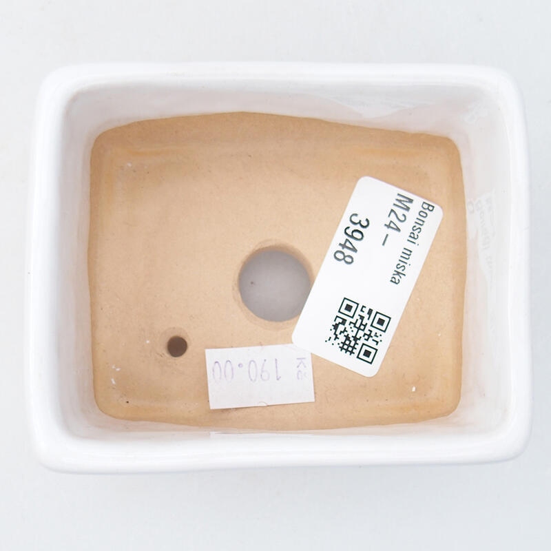 Bonsaischaal van keramiek 9 x 7 x 4,5 cm, kleur wit