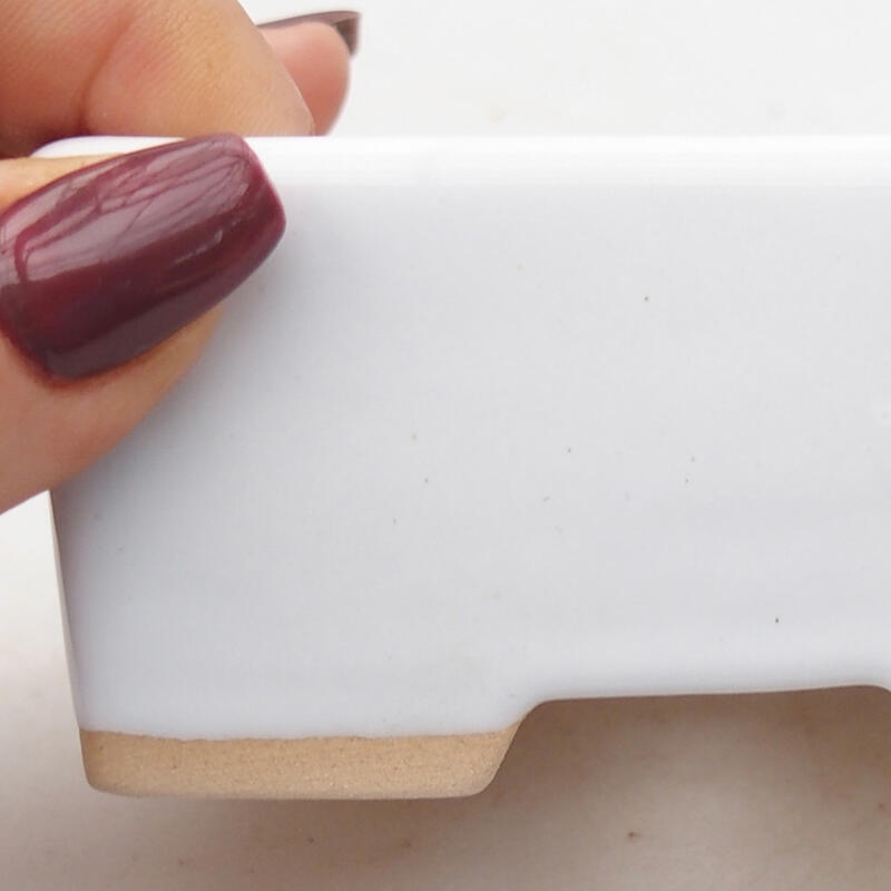 Bonsaischaal van keramiek 9 x 7 x 4,5 cm, kleur wit