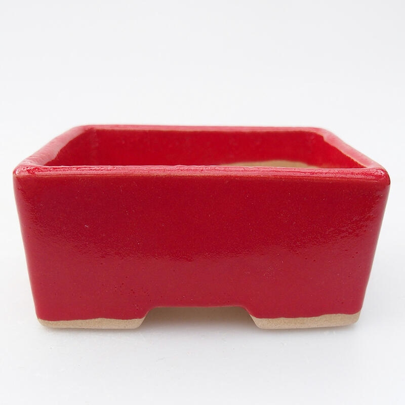 Bonsaischaal van keramiek 9 x 7 x 4,5 cm, kleur rood