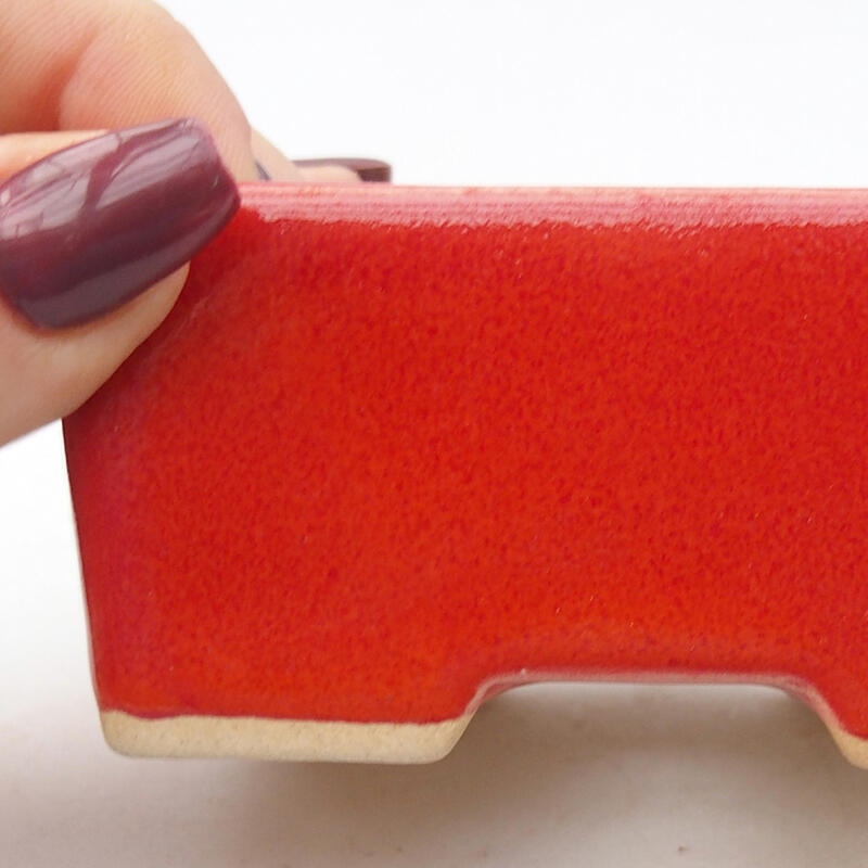 Bonsaischaal van keramiek 9 x 7 x 4,5 cm, kleur rood
