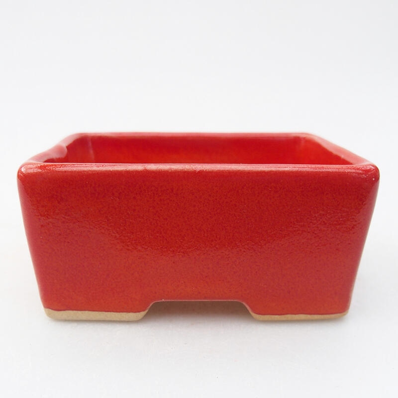 Bonsaischaal van keramiek 9 x 7 x 4,5 cm, kleur rood
