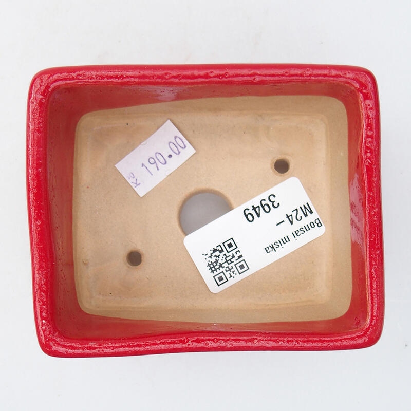 Bonsaischaal van keramiek 9 x 7 x 4,5 cm, kleur rood