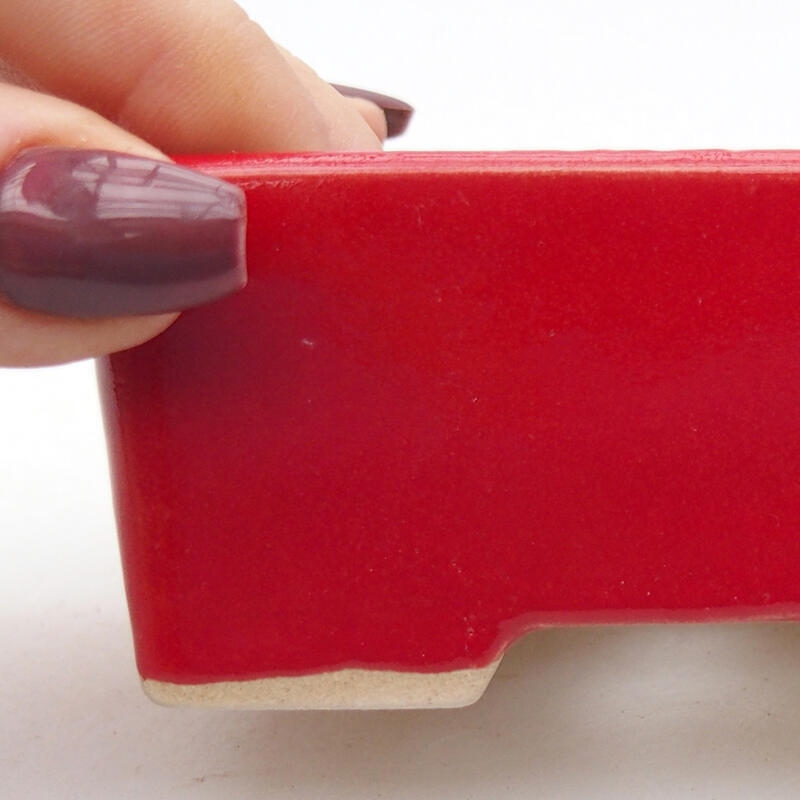 Bonsaischaal van keramiek 9 x 7 x 4,5 cm, kleur rood