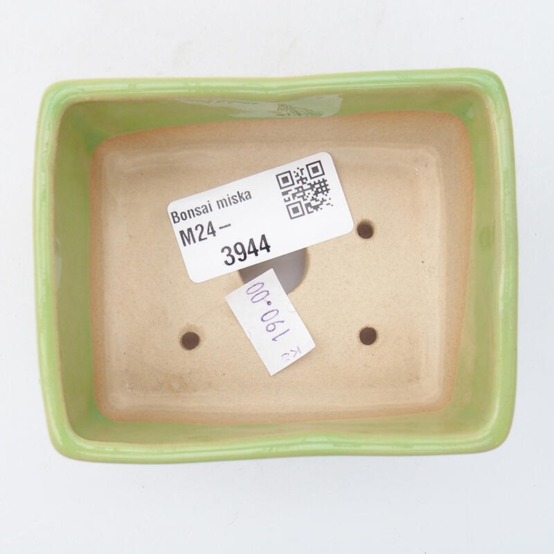 Bonsaischaal van keramiek 9 x 7 x 4,5 cm, groen