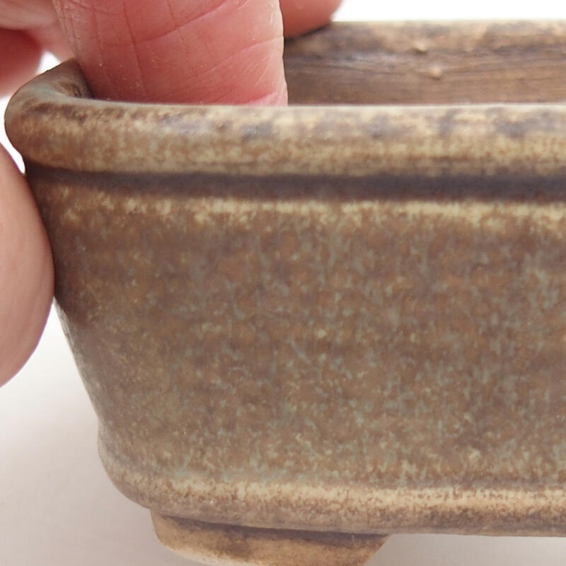 Bonsaischaal van keramiek 9 x 8 x 3,5 cm, kleur bruin-groen