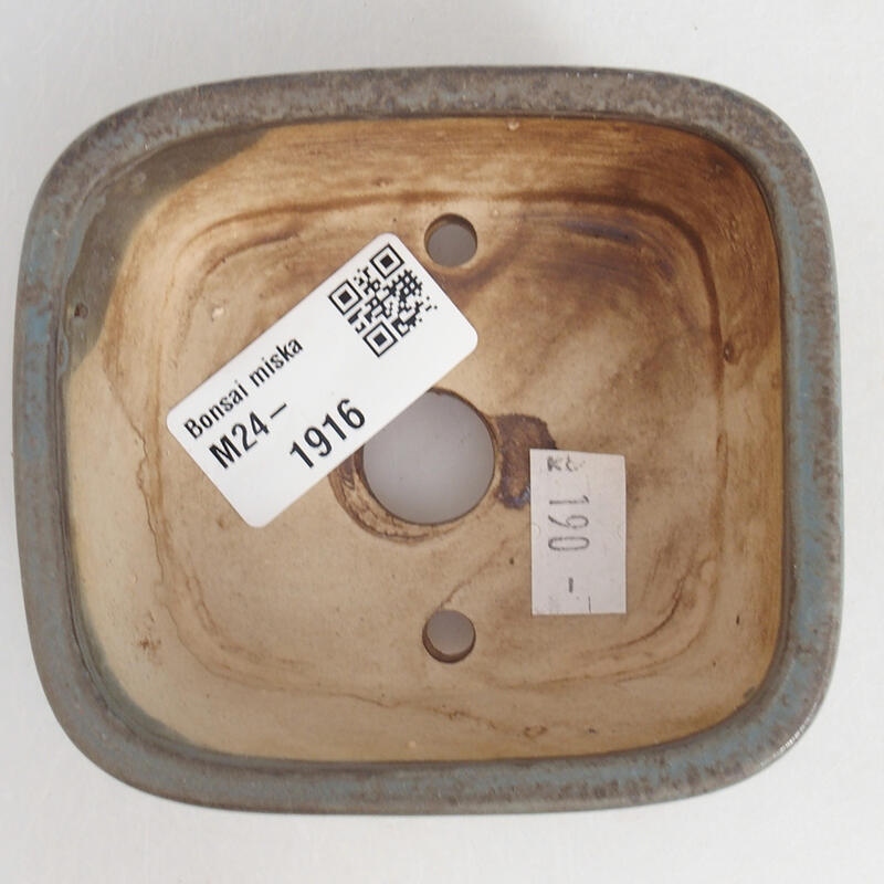 Bonsaischaal van keramiek 9 x 8 x 3,5 cm, kleur blauw