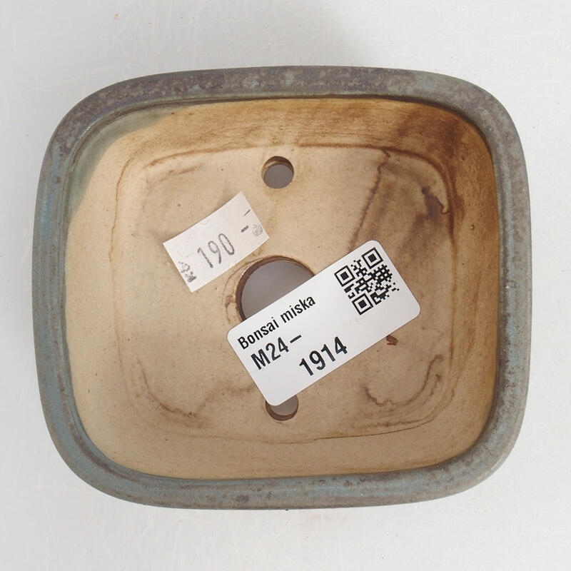 Bonsaischaal van keramiek 9 x 8 x 3,5 cm, kleur blauw