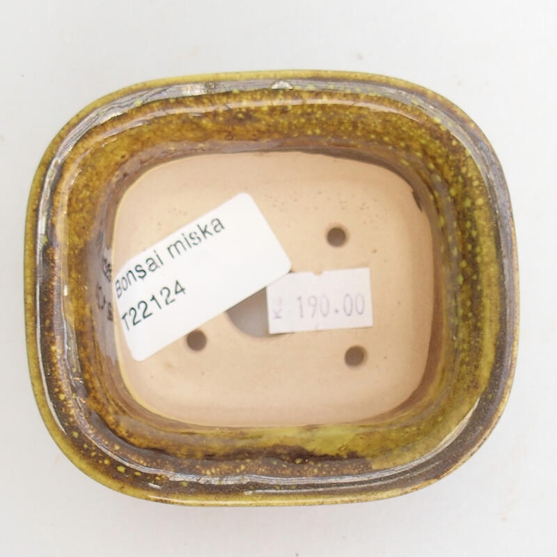 Bonsaischaal van keramiek 9 x 8 x 4 cm, groen