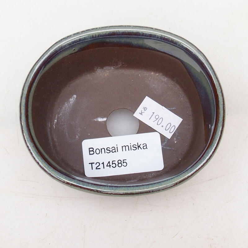 Bonsaischaal van keramiek 9 x 8 x 4 cm, groen