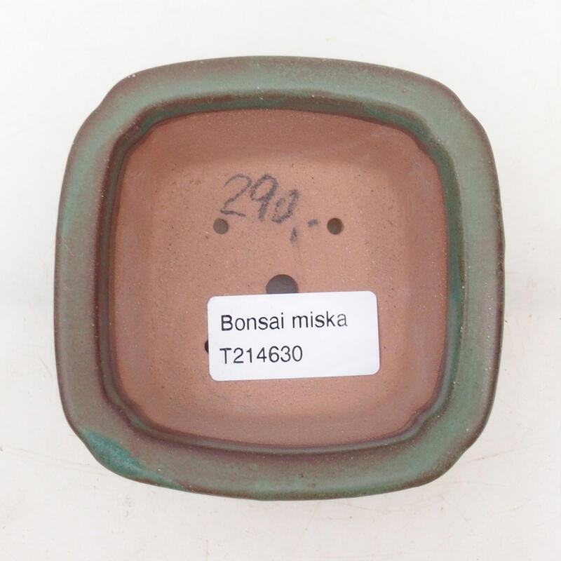 Bonsaischaal van keramiek 9 x 9 x 4 cm, groen