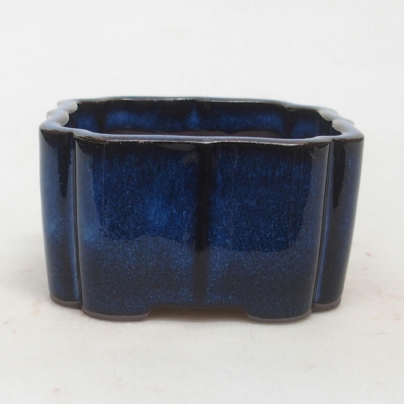 Bonsaischaal van keramiek 9 x 9 x 5 cm, kleur blauw