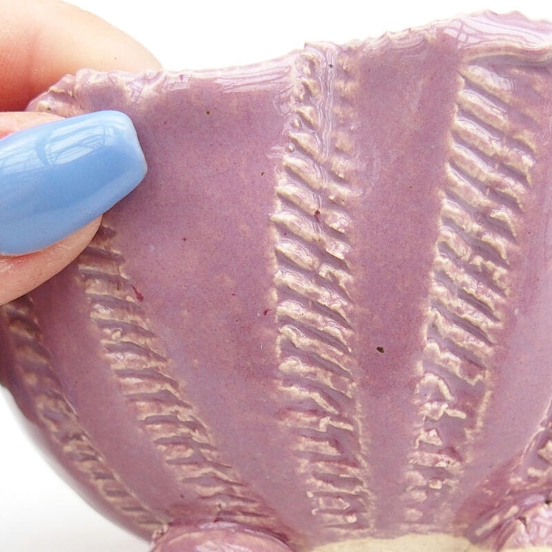 Keramische schelp 10 x 9,5 x 6,5 cm , kleur paars