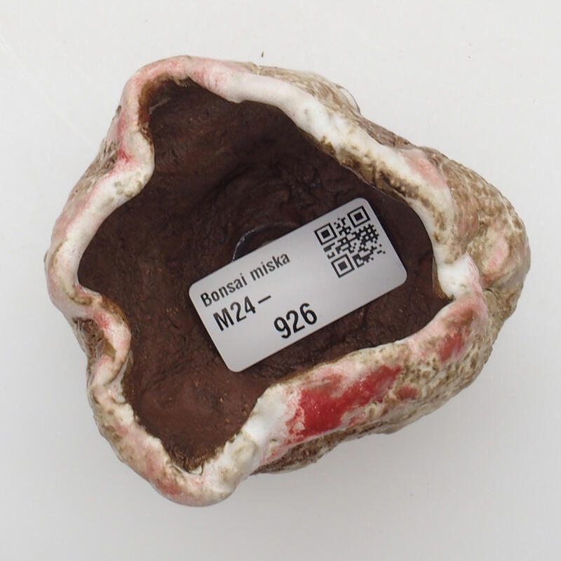 Schelp van keramiek 6 x 5 x 6 cm , kleur rood en wit