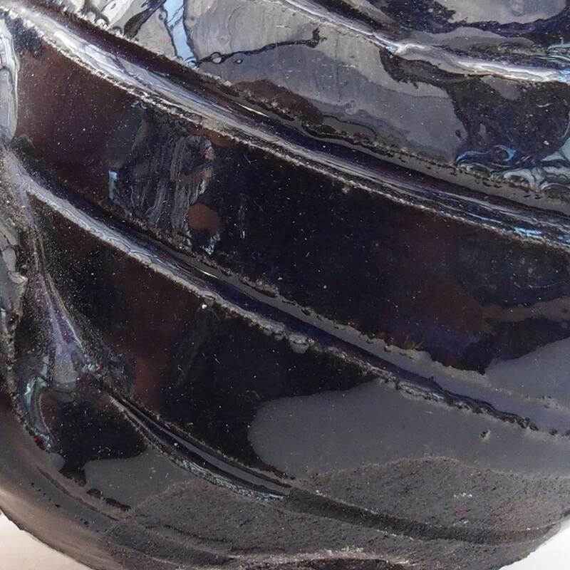 Keramisch Schelp 7 x 7 x 5 cm , kleur blauw-zwart