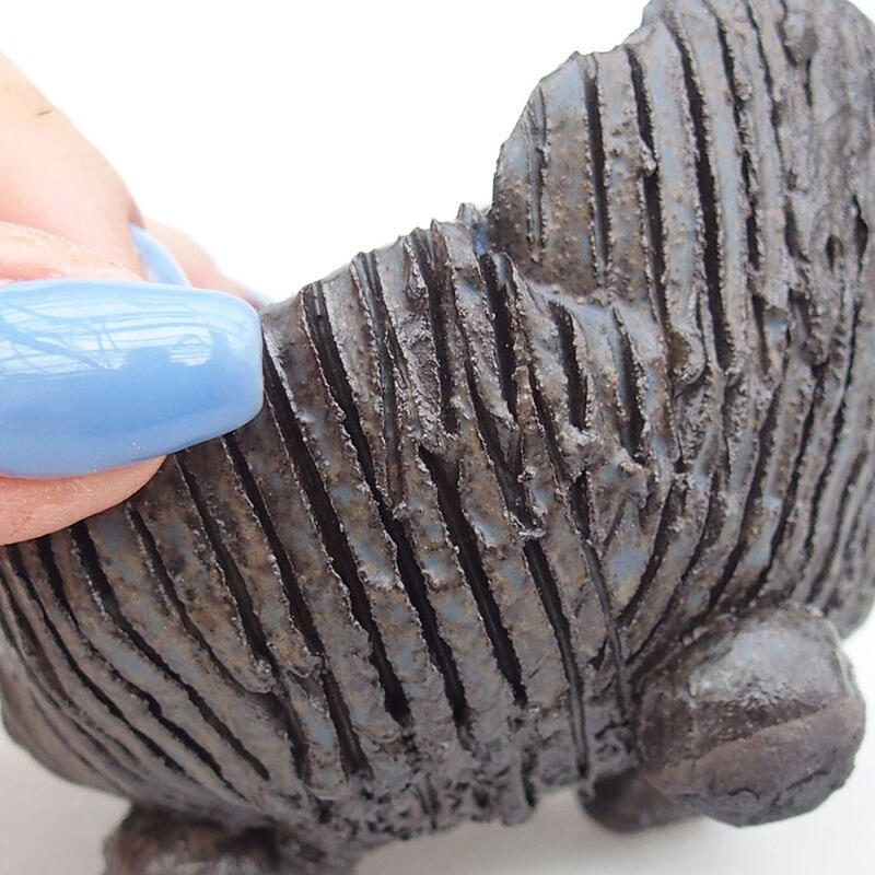 Keramisch Schelp 8,5 x 7,5 x 6 cm , kleur bruin-blauw