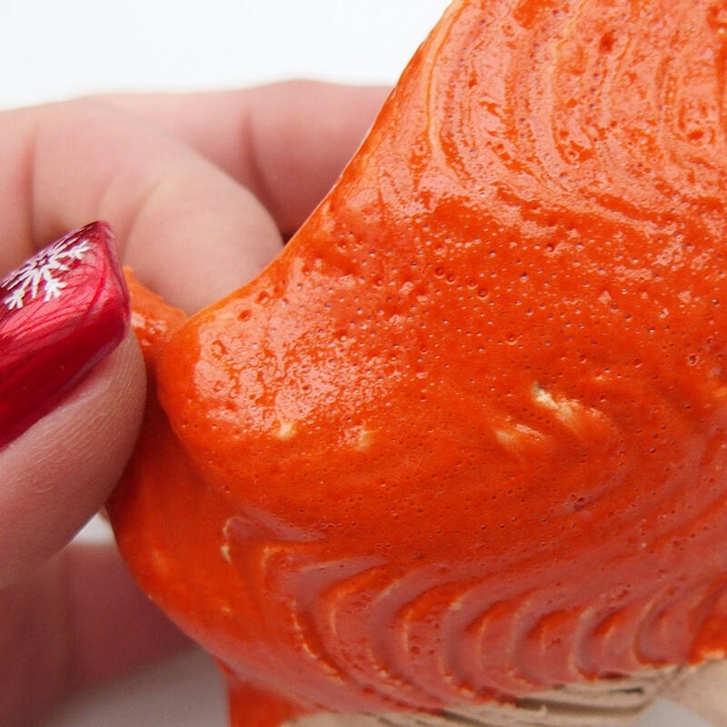 Schelp van keramiek 8,5 x 8,5 x 6,5 cm , kleur oranje